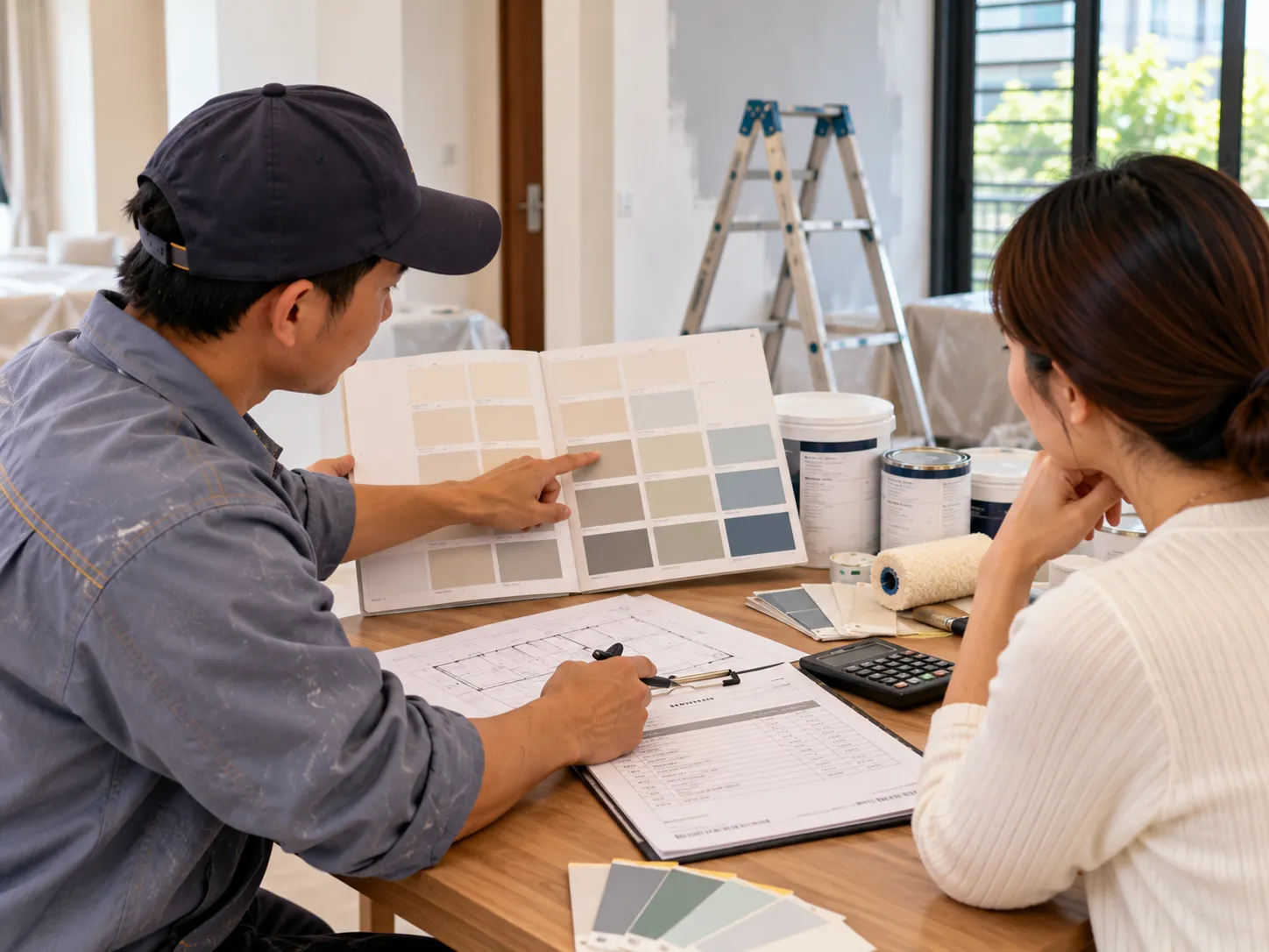 Trao đổi lựa chọn vật tư và báo giá sơn nhà